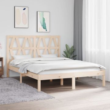 vidaXL Lovos rėmas, 140x190cm, pušies medienos masyvas