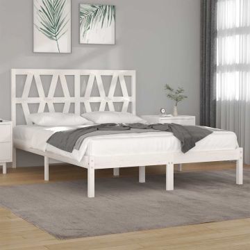 vidaXL Lovos rėmas, baltos spalvos, 120x200cm, pušies medienos masyvas