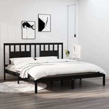 vidaXL Lovos rėmas, juodos spalvos, 200x200cm, pušies medienos masyvas