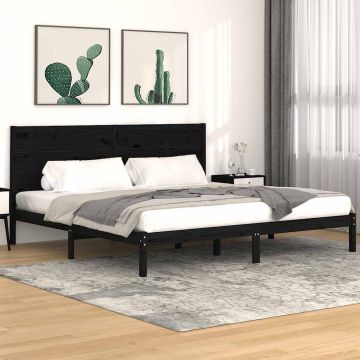 vidaXL Lovos rėmas, juodos spalvos, 200x200cm, pušies medienos masyvas