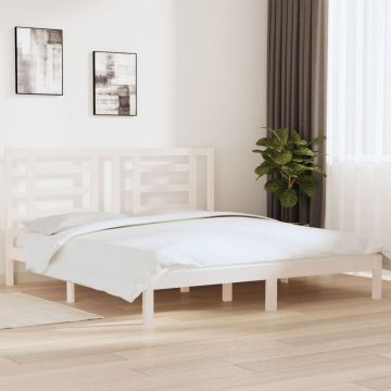 vidaXL Lovos rėmas, baltas, 180x200cm, medienos masyvas, itin didelis