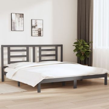 vidaXL Lovos rėmas, pilkos spalvos, 200x200cm, pušies medienos masyvas