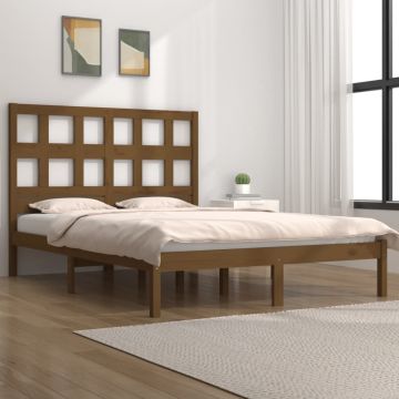 vidaXL Lovos rėmas, medaus rudas, 200x200cm, pušies medienos masyvas