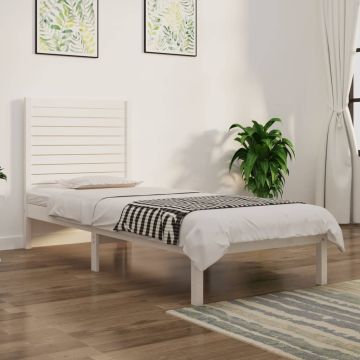 vidaXL Lovos rėmas, baltas, 75x190cm, medienos masyvas, vienvietis