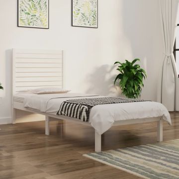 vidaXL Lovos rėmas, baltas, 90x190cm, medienos masyvas, vienvietis