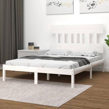 vidaXL Lovos rėmas, baltos spalvos, 160x200cm, medienos masyvas
