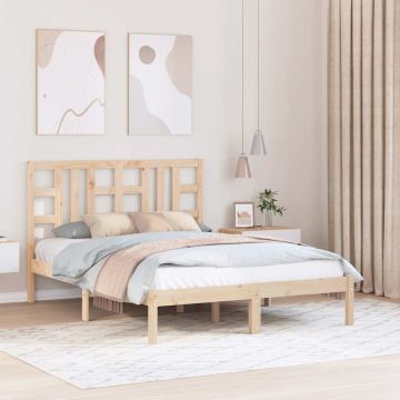 vidaXL Lovos rėmas, 135x190cm, medienos masyvas, dvivietis
