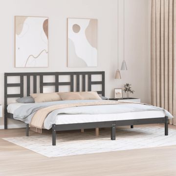 vidaXL Lovos rėmas, pilkos spalvos, 200x200cm, medienos masyvas