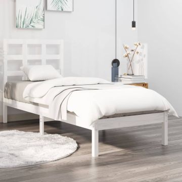 vidaXL Lovos rėmas, baltas, 75x190cm, medienos masyvas, vienvietis