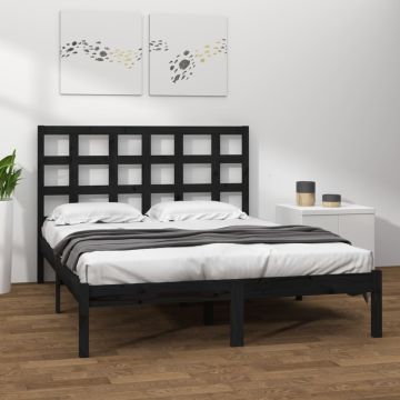 vidaXL Lovos rėmas, juodos spalvos, 200x200cm, medienos masyvas