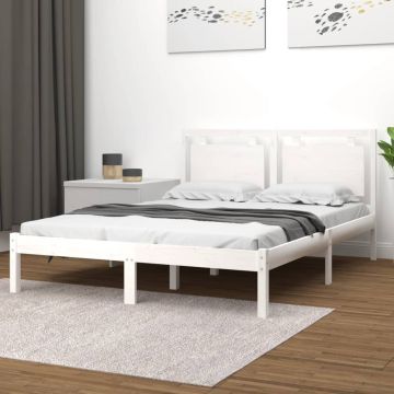vidaXL Lovos rėmas, baltos spalvos, 140x200cm, medienos masyvas