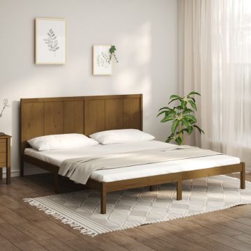 vidaXL Lovos rėmas, medaus rudas, 200x200cm, pušies medienos masyvas
