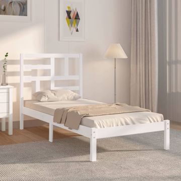 vidaXL Lovos rėmas, baltas, 75x190cm, medienos masyvas, vienvietis