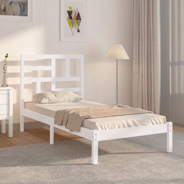 vidaXL Lovos rėmas, baltos spalvos, 90x200cm, medienos masyvas