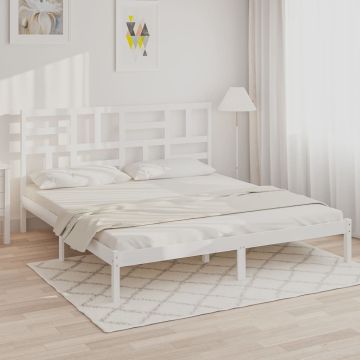 vidaXL Lovos rėmas, baltas, 180x200cm, medienos masyvas, itin didelis