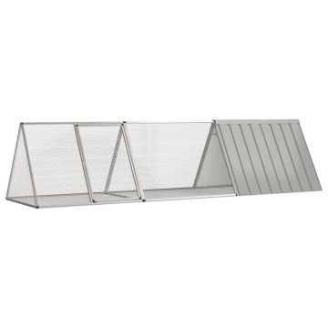 vidaXL Triušių narvas, pilkas, 302,5x80,5x71 cm, cinkuotas plienas