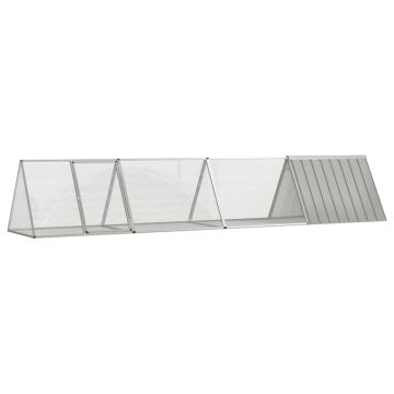 vidaXL Triušių narvas, pilkas, 403,5x80,5x71cm, galvanizuotas plienas