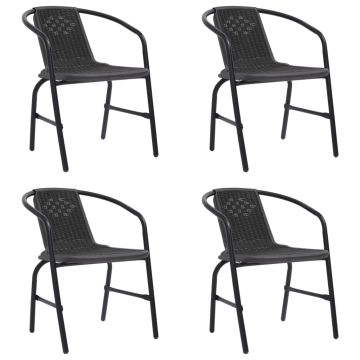 vidaXL Sodo kėdės, 4vnt., plastikinis ratanas ir plienas, 110kg