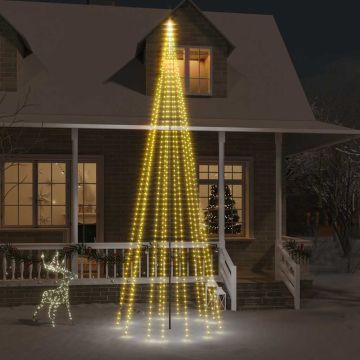 vidaXL Kalėdų eglutė ant vėliavos stiebo, 500cm, 732 šiltos baltos LED