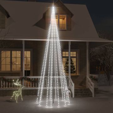 vidaXL Kalėdų eglutė ant vėliavos stiebo, 500cm, 732 šaltos baltos LED