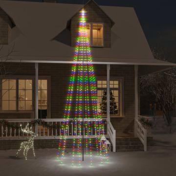 vidaXL Kalėdų eglutė ant vėliavos stiebo, 500cm, 732 spalvotos LED