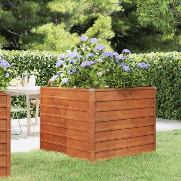 vidaXL Aukštas sodo lovelis, rūdžių, 100x100x77cm, Corten plienas