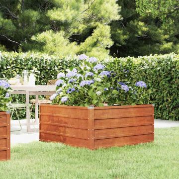 vidaXL Aukštas sodo lovelis, rūdžių, 100x100x45cm, Corten plienas