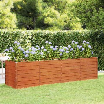 vidaXL Aukštas sodo lovelis, rūdžių, 320x80x77cm, Corten plienas