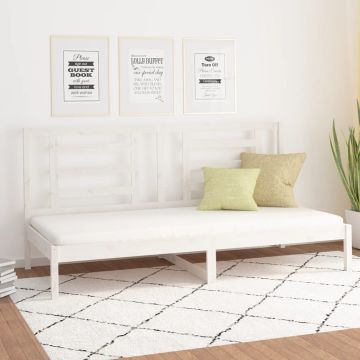 vidaXL Lova be čiužinio, balta, 90x200cm, pušies medienos masyvas