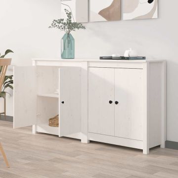 vidaXL Šoninės spintelės, 2vnt., baltos, 70x35x80cm, pušies masyvas