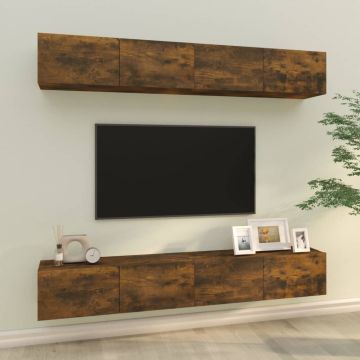 vidaXL Sieninės TV spintelės, 4vnt., dūminio ąžuolo, 100x30x30cm