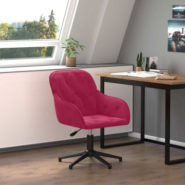 vidaXL Pasukama biuro kėdė, raudonojo vyno spalvos, aksomas