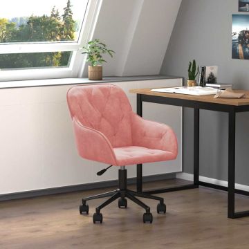 vidaXL Pasukama biuro kėdė, rožinės spalvos, aksomas