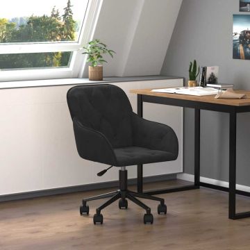 vidaXL Pasukama biuro kėdė, juodos spalvos, aksomas