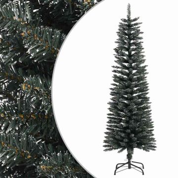 vidaXL Dirbtinė siaura Kalėdų eglutė su stovu, žalia, 150cm, PVC