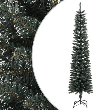 vidaXL Dirbtinė siaura Kalėdų eglutė su stovu, žalia, 240cm, PVC