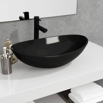 vidaXL Praustuvas, juodos spalvos, 54,5x35x15,5cm, grūdintas stiklas