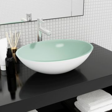 vidaXL Praustuvas, baltos spalvos, 50x37x14cm, stiklas