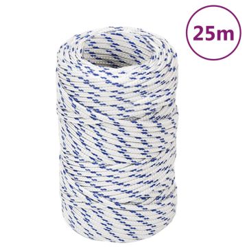 vidaXL Valties virvė, baltos spalvos, 2mm, 25m, polipropilenas