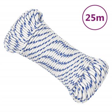 vidaXL Valties virvė, baltos spalvos, 3mm, 25m, polipropilenas