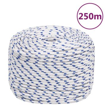 vidaXL Valties virvė, baltos spalvos, 6mm, 250m, polipropilenas
