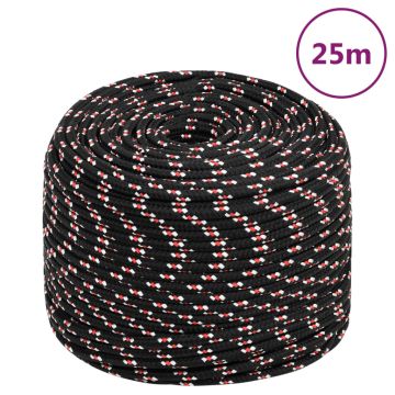 vidaXL Valties virvė, juodos spalvos, 6mm, 25m, polipropilenas