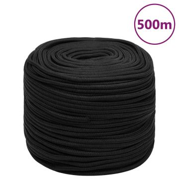 vidaXL Valties virvė, visiškai juoda, 8mm, 500m, polipropilenas