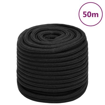vidaXL Valties virvė, visiškai juoda, 18mm, 50m, polipropilenas