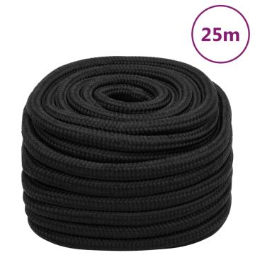 vidaXL Valties virvė, visiškai juoda, 20mm, 25m, polipropilenas
