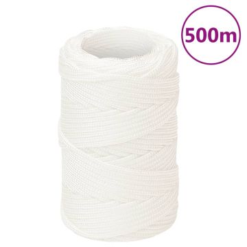 vidaXL Valties virvė, visiškai balta, 2mm, 500m, polipropilenas