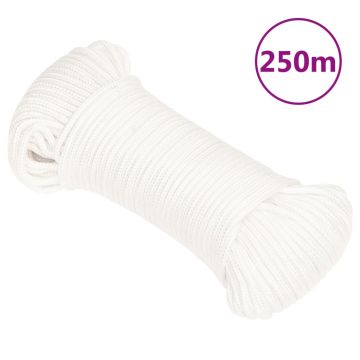 vidaXL Valties virvė, visiškai balta, 4mm, 250m, polipropilenas