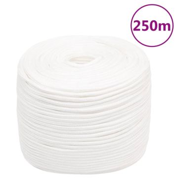 vidaXL Valties virvė, visiškai balta, 10mm, 250m, polipropilenas