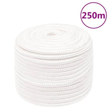 vidaXL Valties virvė, visiškai balta, 12mm, 250m, polipropilenas