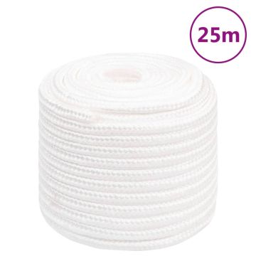 vidaXL Valties virvė, visiškai balta, 16mm, 25m, polipropilenas